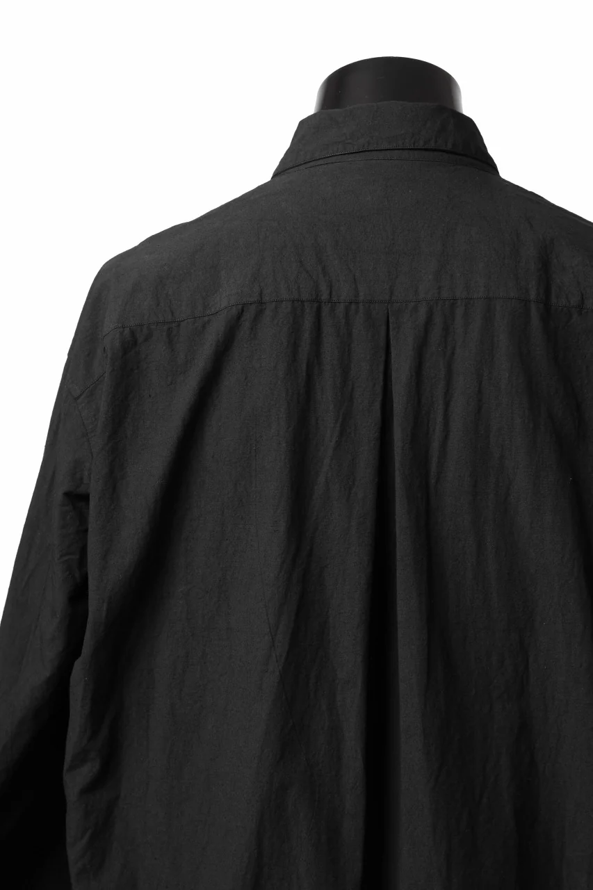 KLASICA REGULAR COLLAR OVER SIZED SHIRT / HAND DYED COTTON-LINEN (BLACK) - Image 11