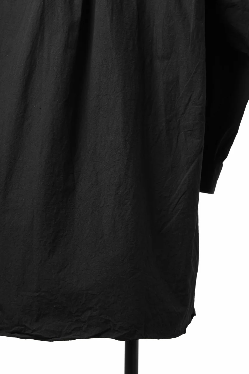 KLASICA REGULAR COLLAR OVER SIZED SHIRT / HAND DYED COTTON-LINEN (BLACK) - Image 12