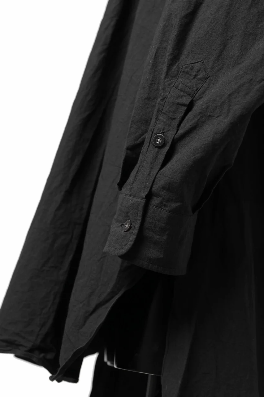 KLASICA REGULAR COLLAR OVER SIZED SHIRT / HAND DYED COTTON-LINEN (BLACK) - Image 14