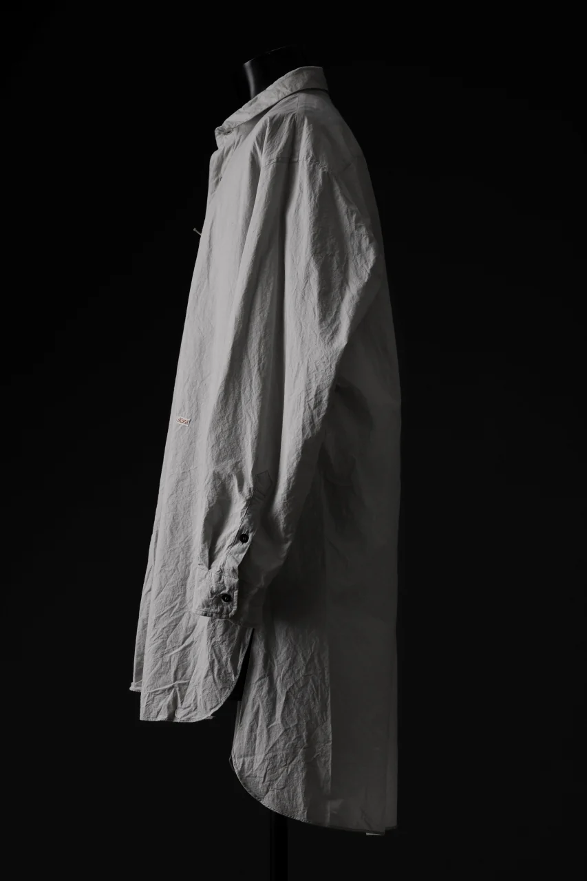 KLASICA REGULAR COLLAR OVER SIZED SHIRT / HAND DYED COTTON-LINEN (CONCRETE) - Image 5