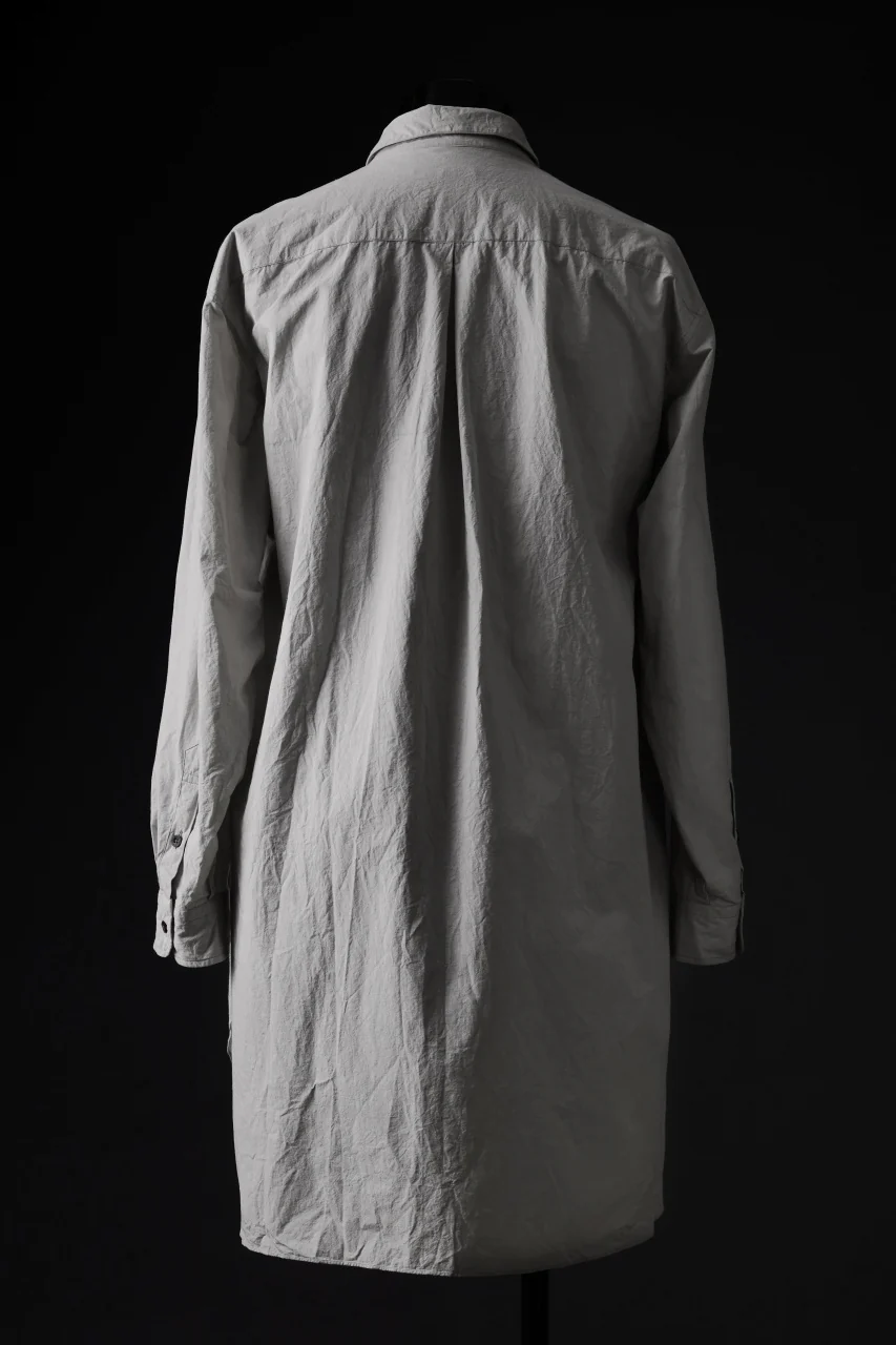 KLASICA REGULAR COLLAR OVER SIZED SHIRT / HAND DYED COTTON-LINEN (CONCRETE) - Image 6
