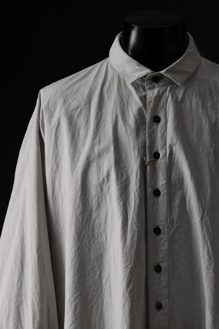 KLASICA REGULAR COLLAR OVER SIZED SHIRT / HAND DYED COTTON-LINEN (CONCRETE) - Image 7