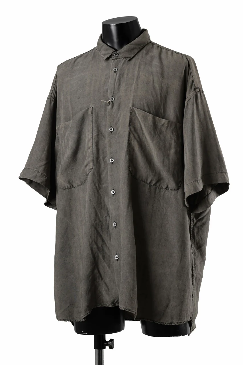KLASICA RELAXED FIT H/S SHIRTS / DRAPE & SMOOTH TEXTILE (BROWNY DYE STRIPE) - Image 2