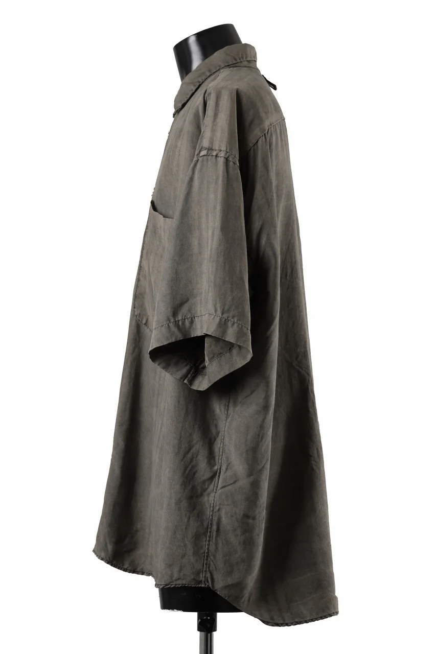 KLASICA RELAXED FIT H/S SHIRTS / DRAPE & SMOOTH TEXTILE (BROWNY DYE STRIPE) - Image 3