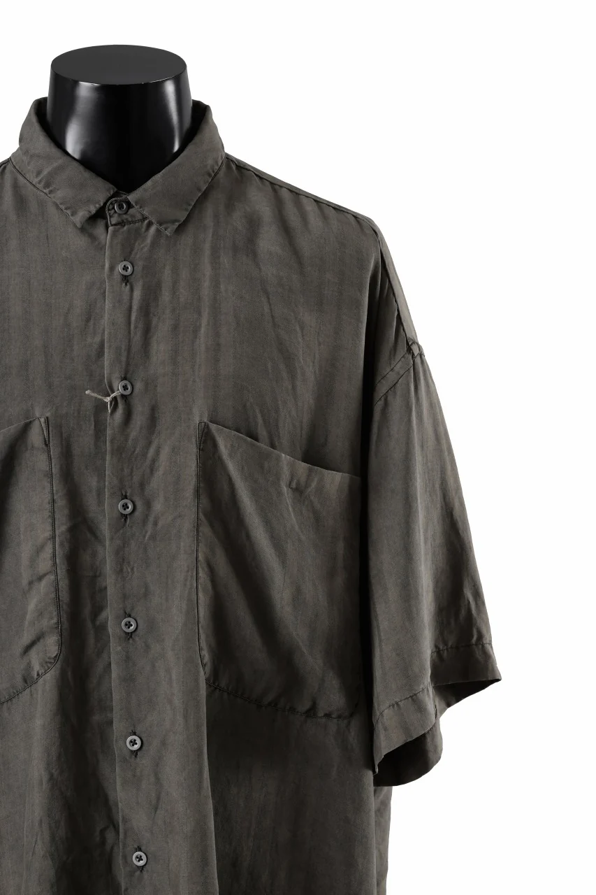KLASICA RELAXED FIT H/S SHIRTS / DRAPE & SMOOTH TEXTILE (BROWNY DYE STRIPE) - Image 5