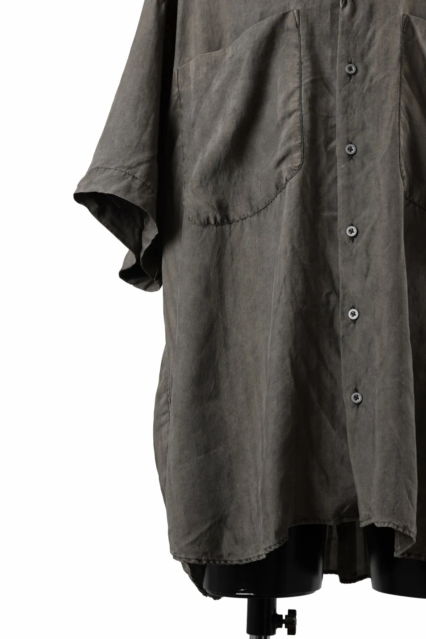 KLASICA RELAXED FIT H/S SHIRTS / DRAPE & SMOOTH TEXTILE (BROWNY DYE STRIPE) - Image 6