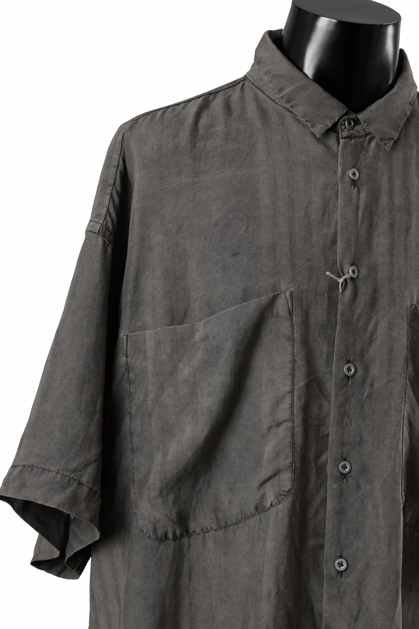 KLASICA RELAXED FIT H/S SHIRTS / DRAPE & SMOOTH TEXTILE (BROWNY DYE STRIPE) - Image 7
