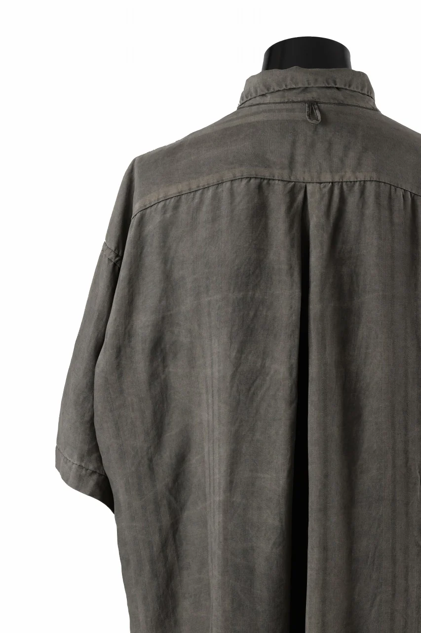 KLASICA RELAXED FIT H/S SHIRTS / DRAPE & SMOOTH TEXTILE (BROWNY DYE STRIPE) - Image 9