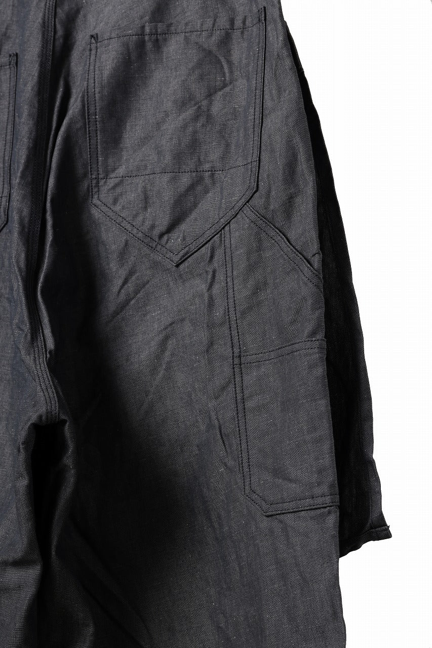 KLASICA "ROCKWELL" LOW CLOTCH APRON WORKER PANTS / 9.7oz COTTON x LINEN CHAMBRAY (GRAY DENIM) - Image 16