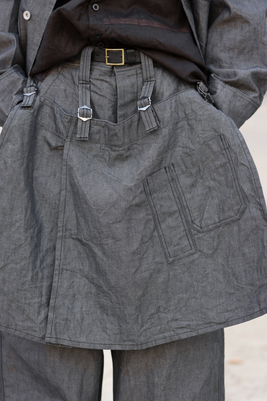 KLASICA "ROCKWELL" LOW CLOTCH APRON WORKER PANTS / 9.7oz COTTON x LINEN CHAMBRAY (GRAY DENIM) - Image 30