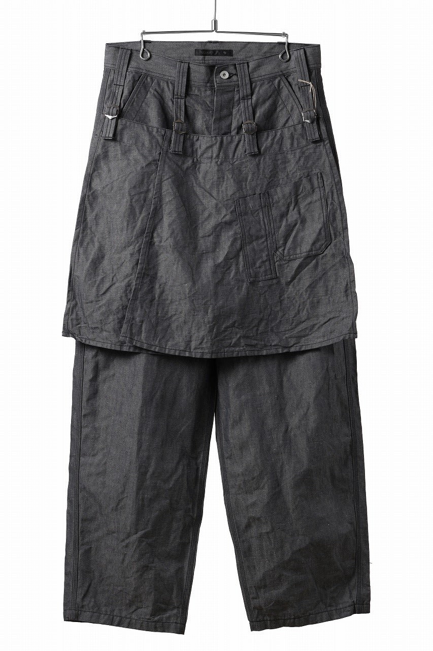 KLASICA "ROCKWELL" LOW CLOTCH APRON WORKER PANTS / 9.7oz COTTON x LINEN CHAMBRAY (GRAY DENIM) - Image 6