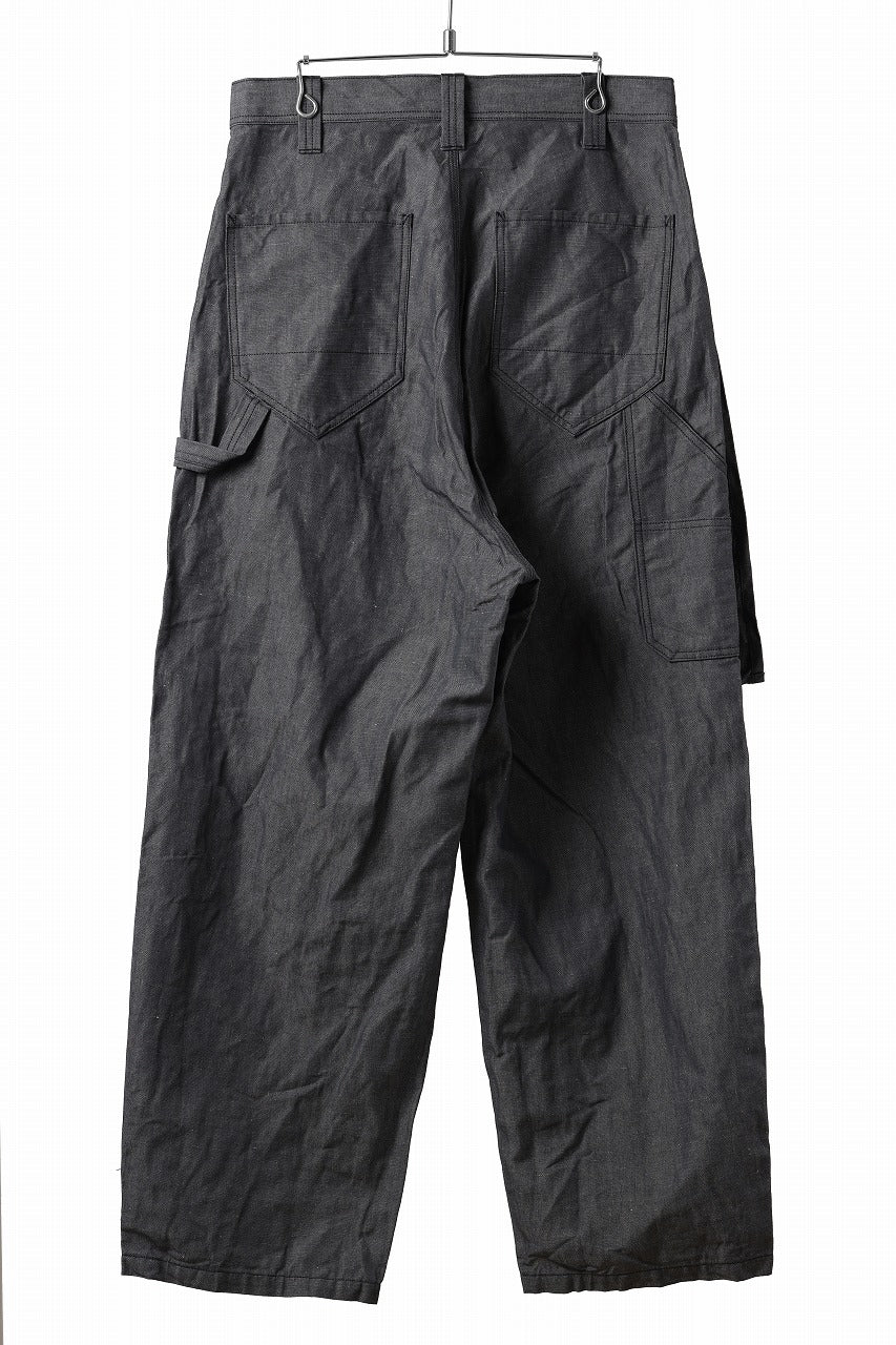 KLASICA "ROCKWELL" LOW CLOTCH APRON WORKER PANTS / 9.7oz COTTON x LINEN CHAMBRAY (GRAY DENIM) - Image 8