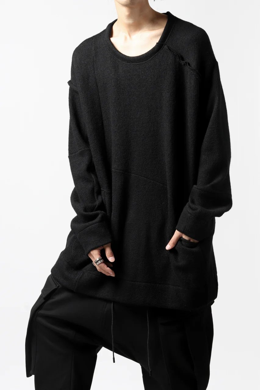KLASICA SAB CREW PULL OVER / WOOL&COTTON JERSEY (BLACK) - Image 2