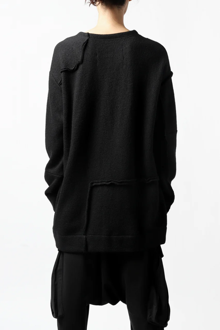 KLASICA SAB CREW PULL OVER / WOOL&COTTON JERSEY (BLACK) - Image 5