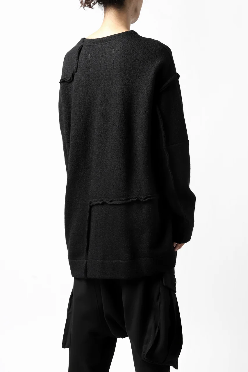 KLASICA SAB CREW PULL OVER / WOOL&COTTON JERSEY (BLACK) - Image 6