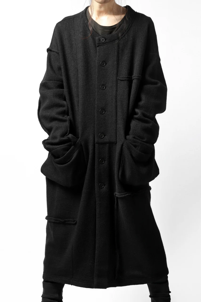 KLASICA SAB GENOU CARDIGAN-COAT / WOOL&COTTON JERSEY (BLACK) - Image 11