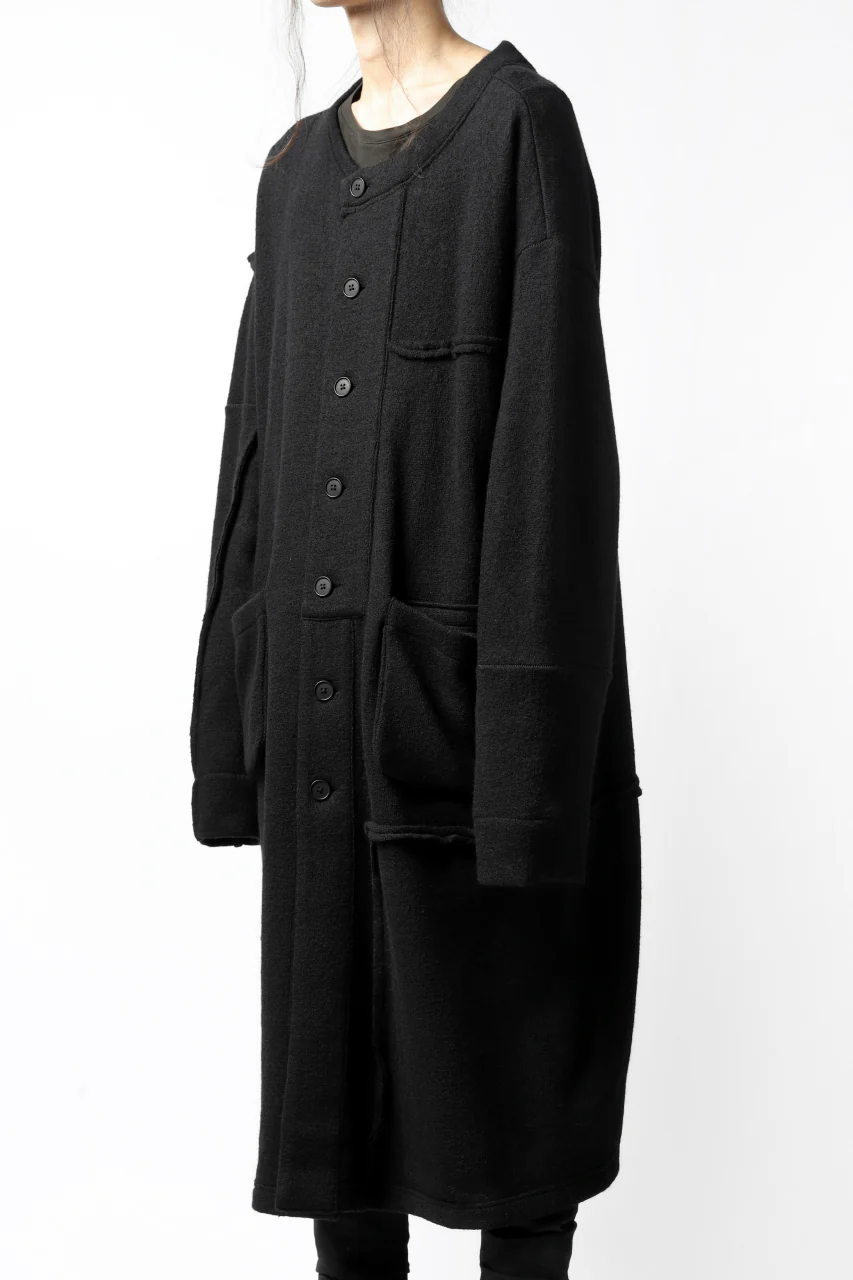 KLASICA SAB GENOU CARDIGAN-COAT / WOOL&COTTON JERSEY (BLACK) - Image 12