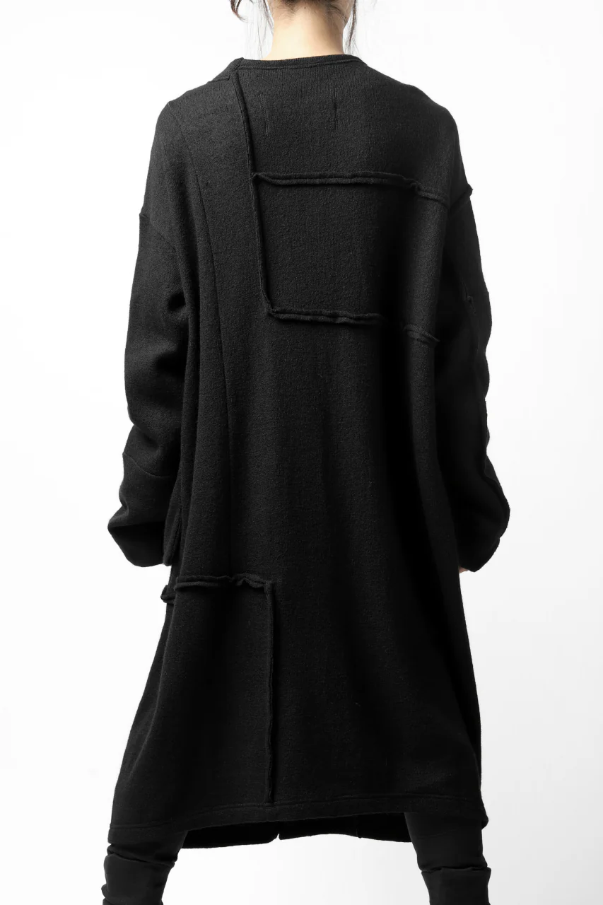 KLASICA SAB GENOU CARDIGAN-COAT / WOOL&COTTON JERSEY (BLACK) - Image 13