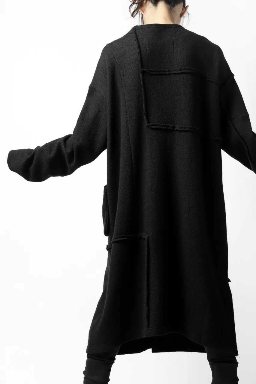 KLASICA SAB GENOU CARDIGAN-COAT / WOOL&COTTON JERSEY (BLACK) - Image 14