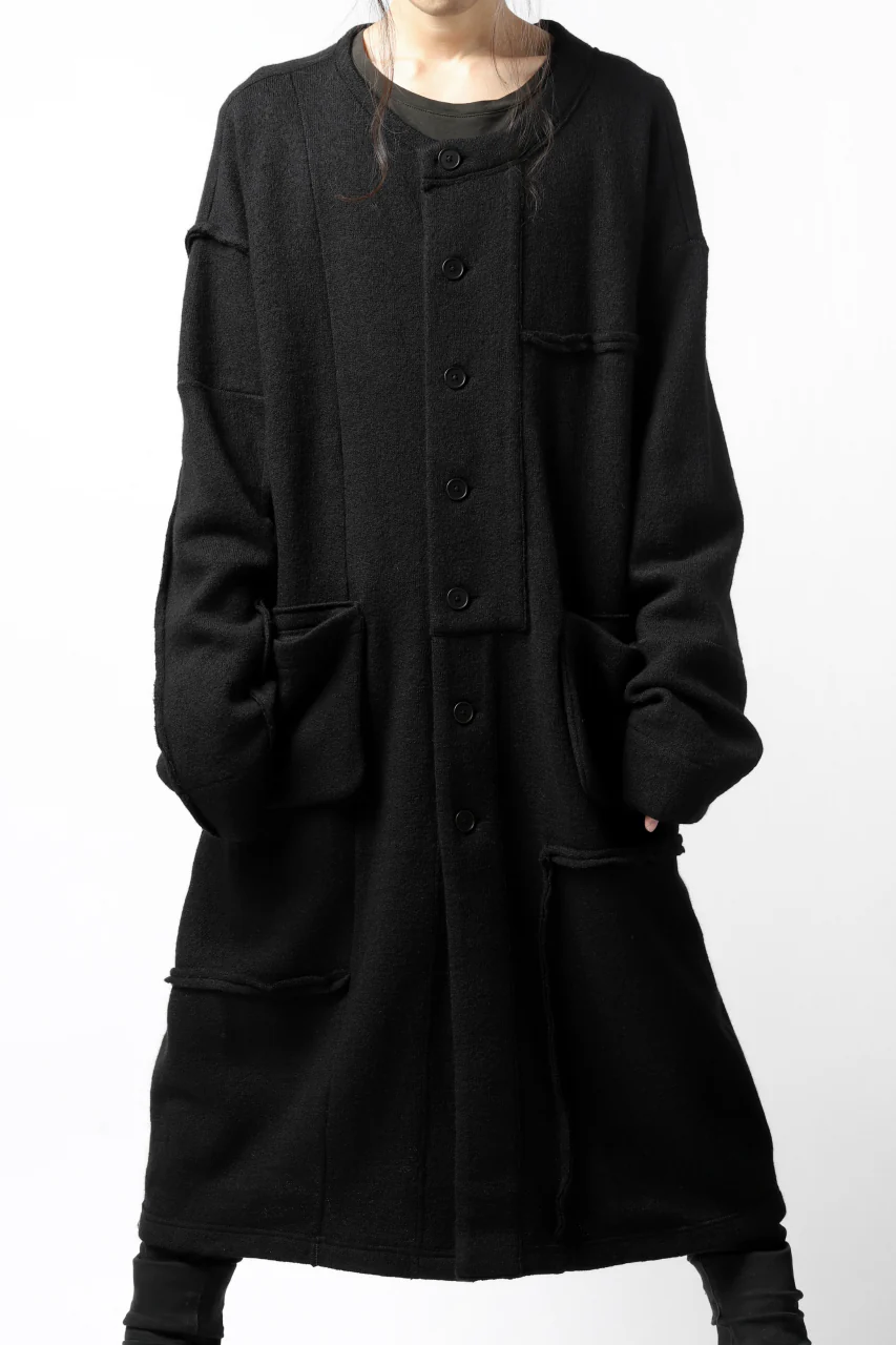 KLASICA SAB GENOU CARDIGAN-COAT / WOOL&COTTON JERSEY (BLACK) - Image 16