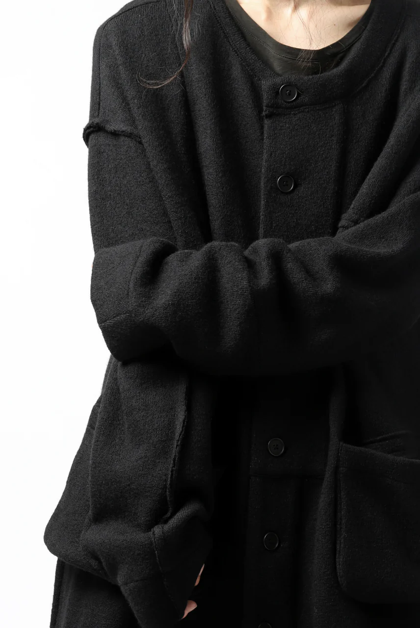 KLASICA SAB GENOU CARDIGAN-COAT / WOOL&COTTON JERSEY (BLACK) - Image 17