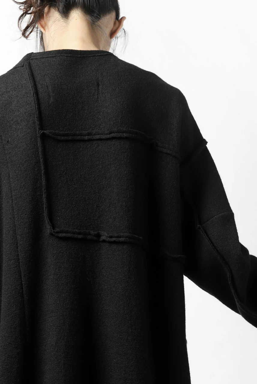 KLASICA SAB GENOU CARDIGAN-COAT / WOOL&COTTON JERSEY (BLACK) - Image 18