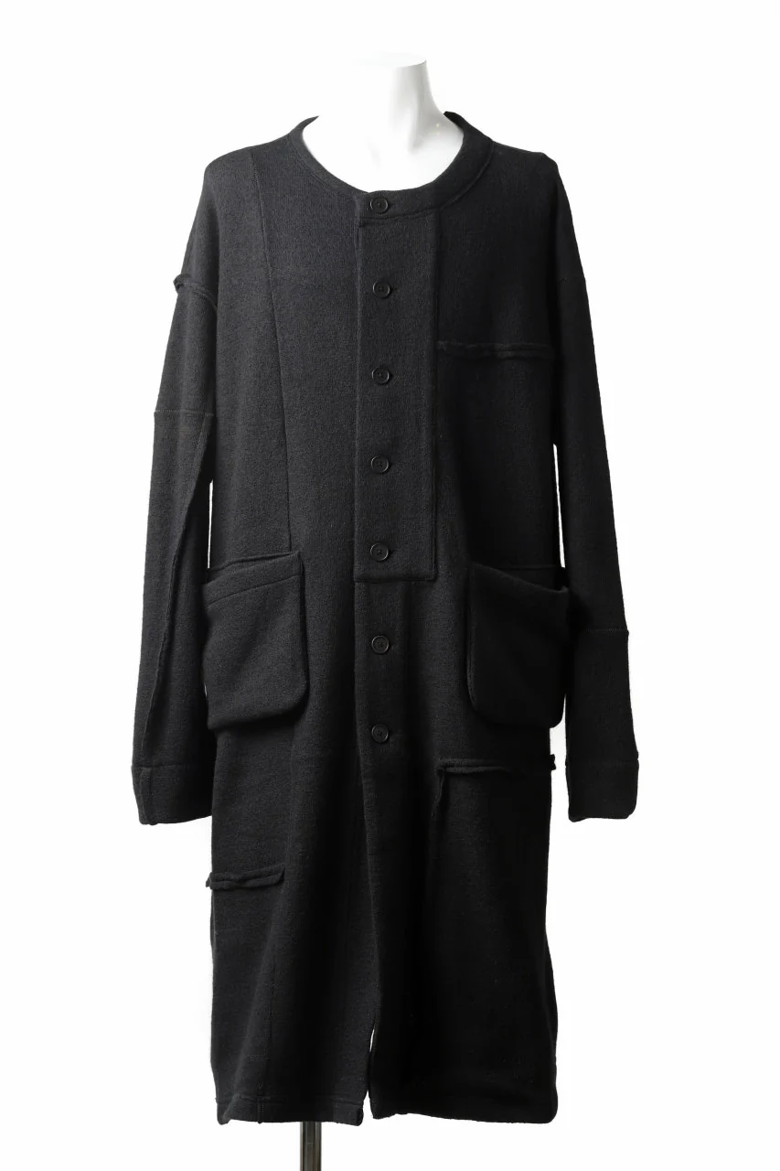 KLASICA SAB GENOU CARDIGAN-COAT / WOOL&COTTON JERSEY (BLACK) - Image 19