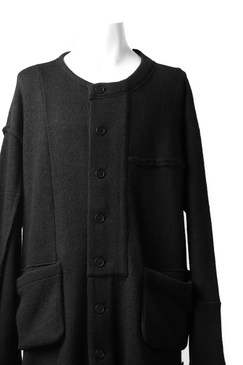 KLASICA SAB GENOU CARDIGAN-COAT / WOOL&COTTON JERSEY (BLACK) - Image 24