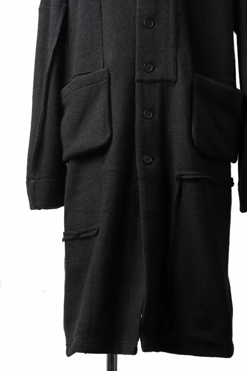 KLASICA SAB GENOU CARDIGAN-COAT / WOOL&COTTON JERSEY (BLACK) - Image 25
