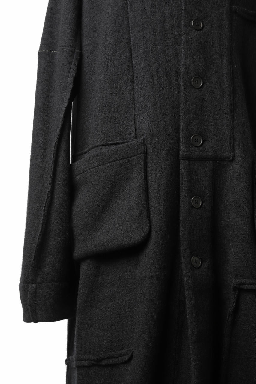 KLASICA SAB GENOU CARDIGAN-COAT / WOOL&COTTON JERSEY (BLACK) - Image 26