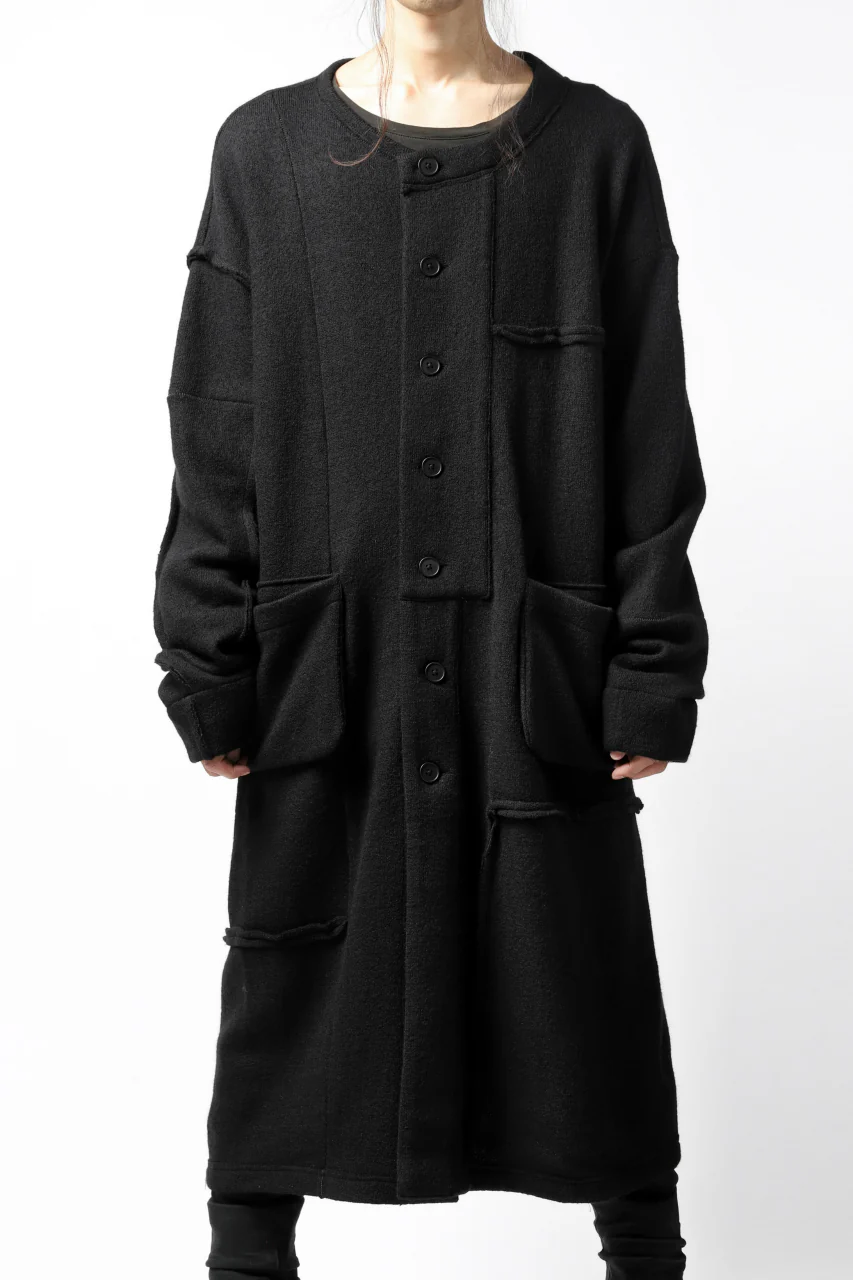 KLASICA SAB GENOU CARDIGAN-COAT / WOOL&COTTON JERSEY (BLACK) - Image 3