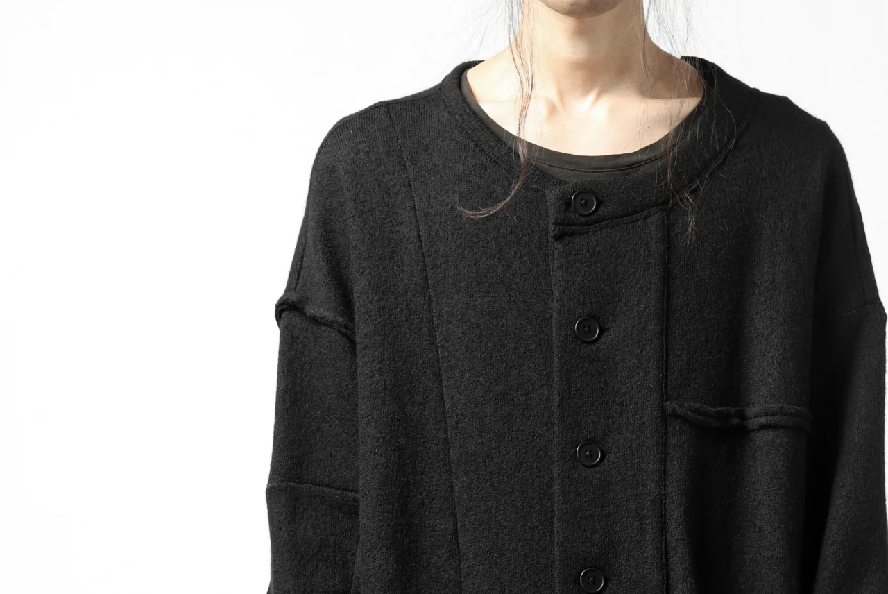 KLASICA SAB GENOU CARDIGAN-COAT / WOOL&COTTON JERSEY (BLACK) - Image 34