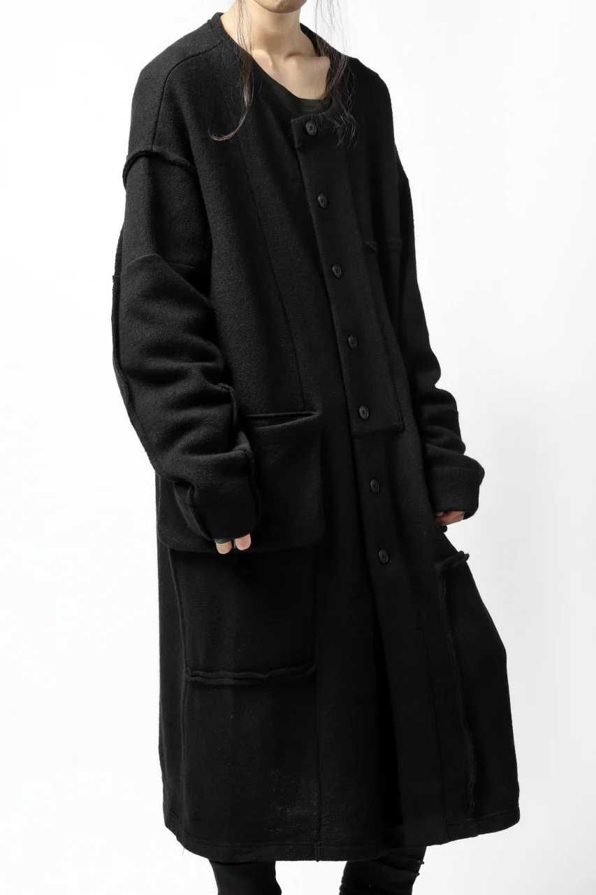 KLASICA SAB GENOU CARDIGAN-COAT / WOOL&COTTON JERSEY (BLACK) - Image 5