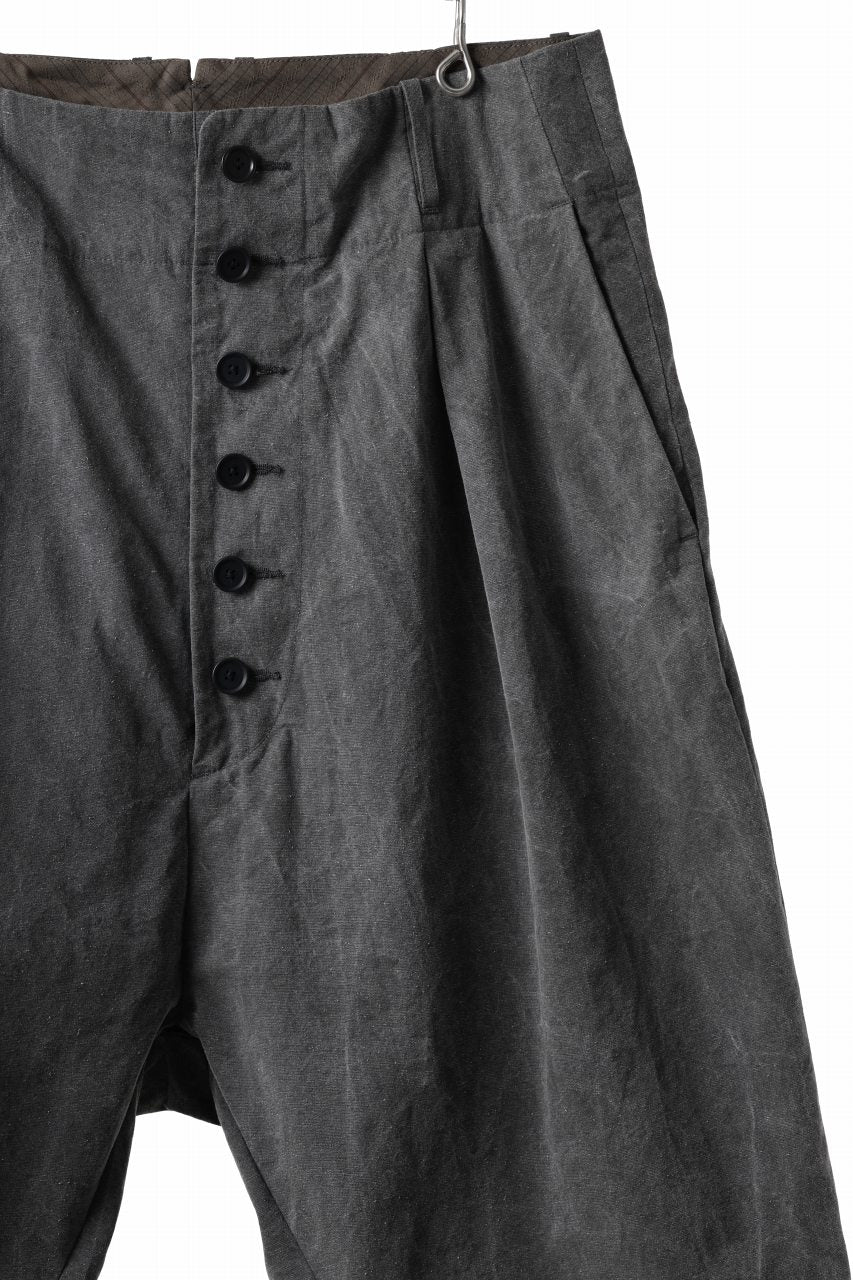 KLASICA SABRON 66 (ND ver.) RECONSTRUCTED MID PANTS / NATURAL DYED COTTON x SILK WEATHER (SUMI BLACK) - Image 4