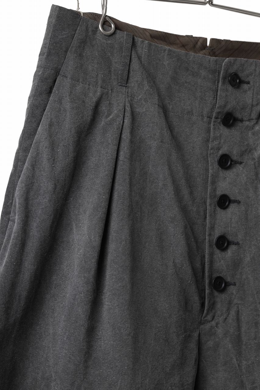KLASICA SABRON 66 (ND ver.) RECONSTRUCTED MID PANTS / NATURAL DYED COTTON x SILK WEATHER (SUMI BLACK) - Image 7