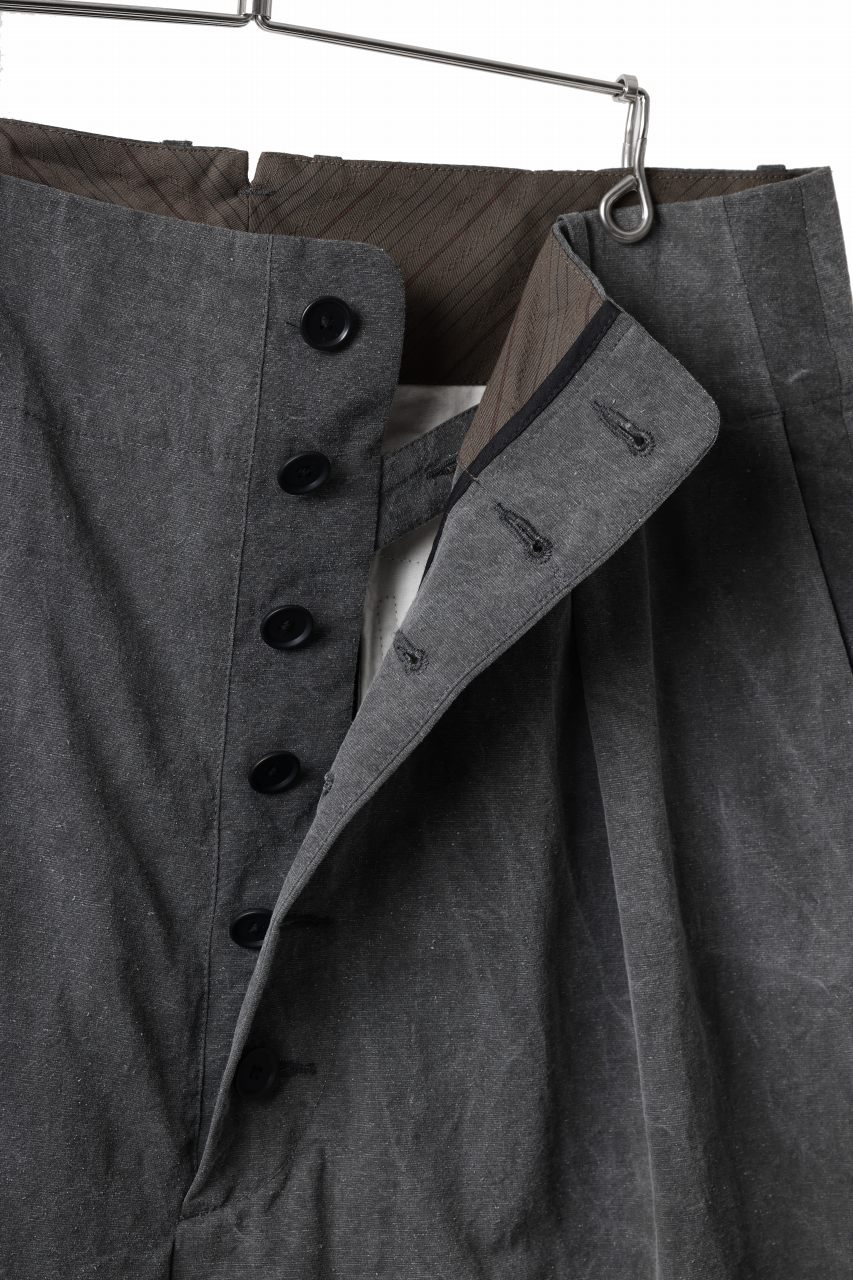 KLASICA SABRON 66 (ND ver.) RECONSTRUCTED MID PANTS / NATURAL DYED COTTON x SILK WEATHER (SUMI BLACK) - Image 9