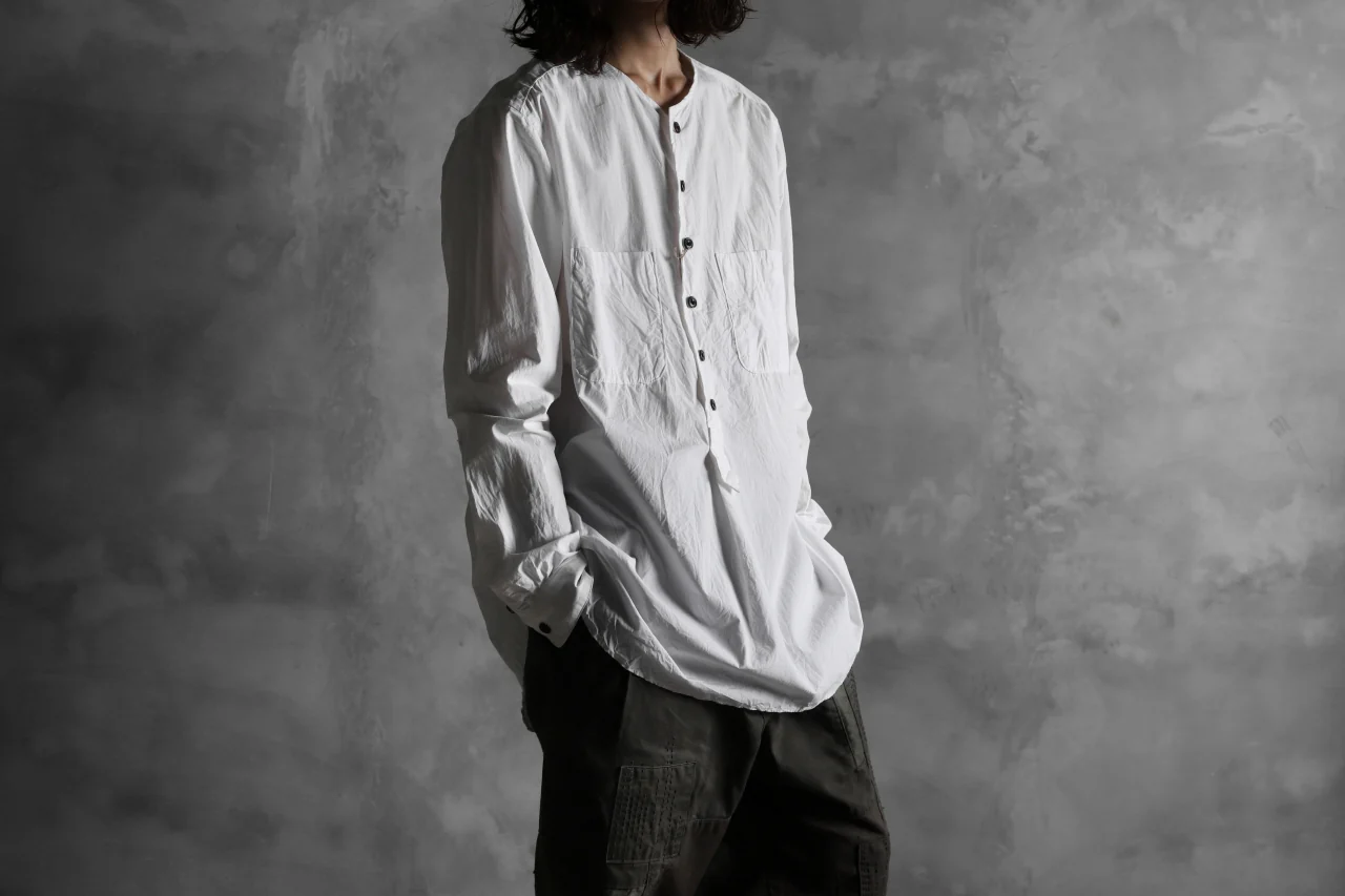 KLASICA SABRON HALF BUTTON PULLOVER SHIRT / TYPE-WRITER CLOTH (WHITE) - Image 15
