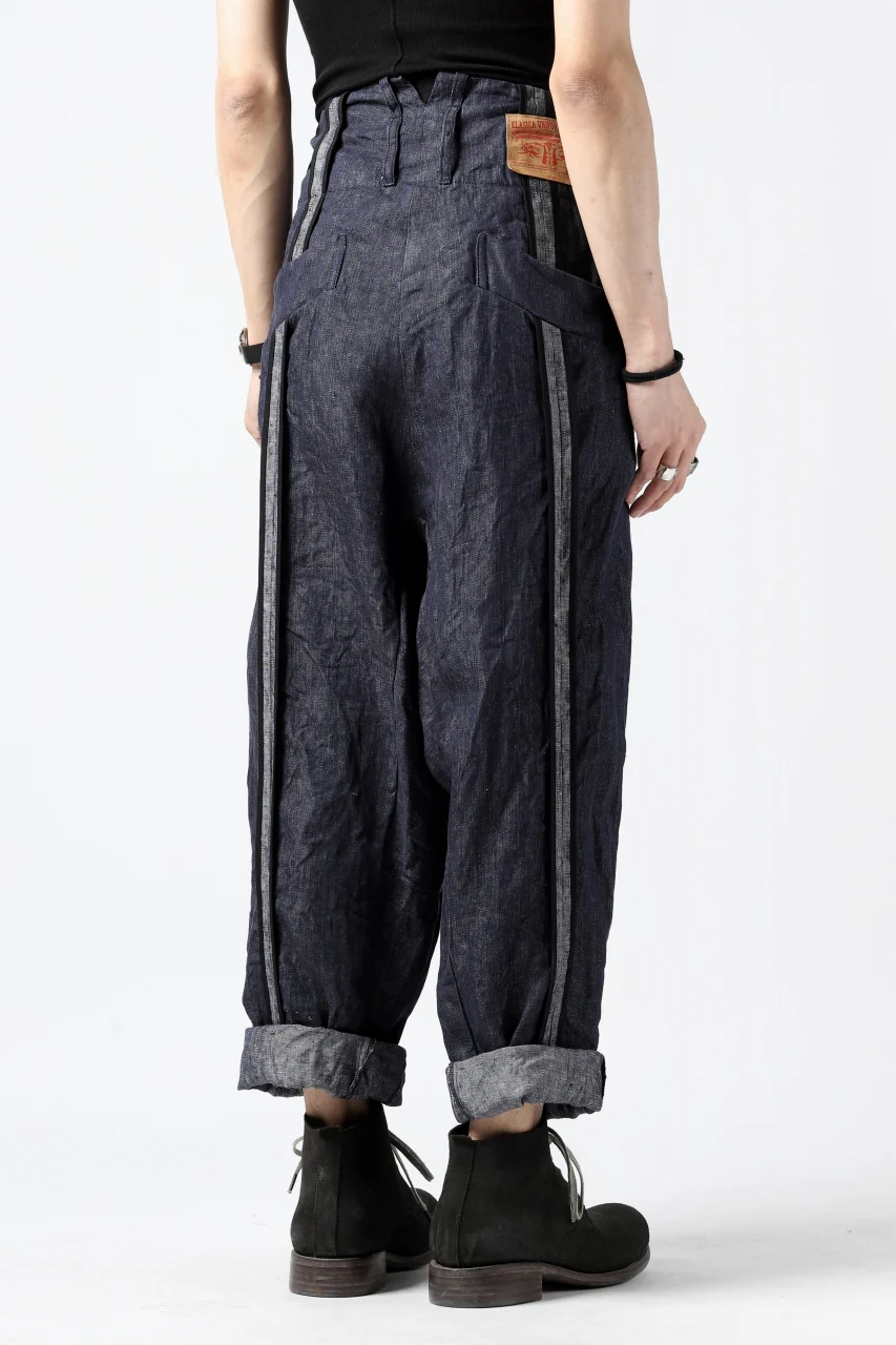 KLASICA SABRON WIDE TAPERED TROUSERS / DEEP DYED LINEN DENIM (NAVY) - Image 11