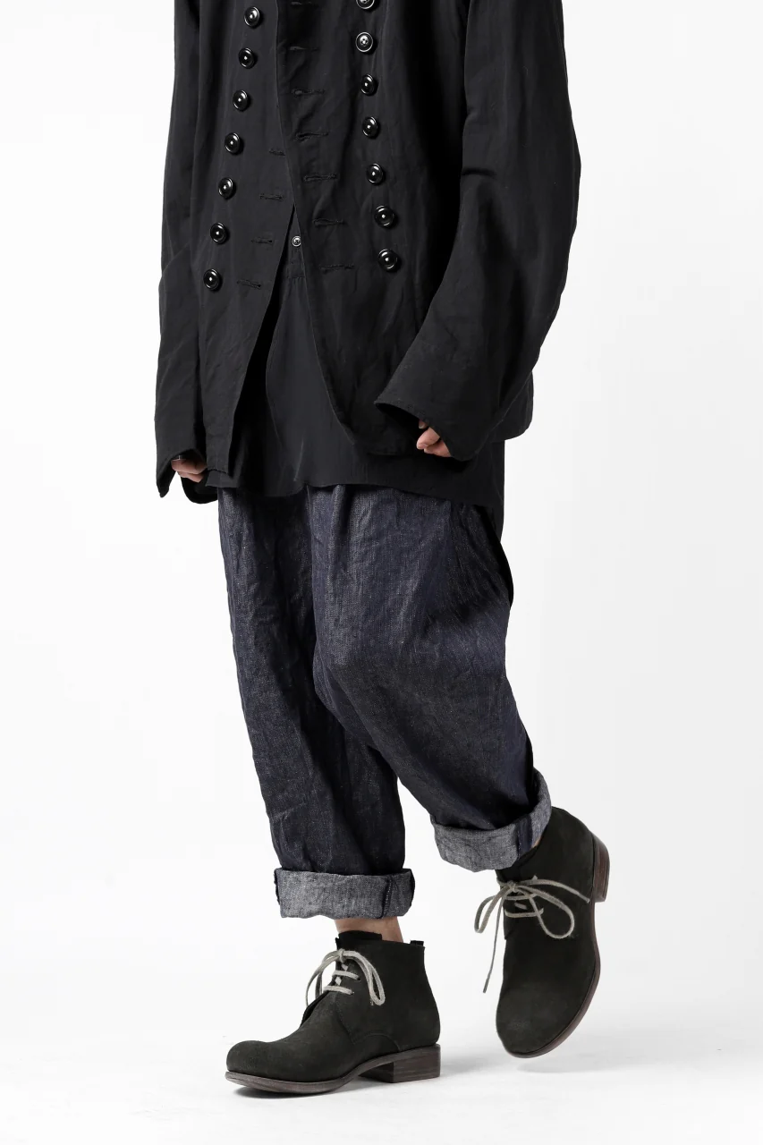 KLASICA SABRON WIDE TAPERED TROUSERS / DEEP DYED LINEN DENIM (NAVY) - Image 12