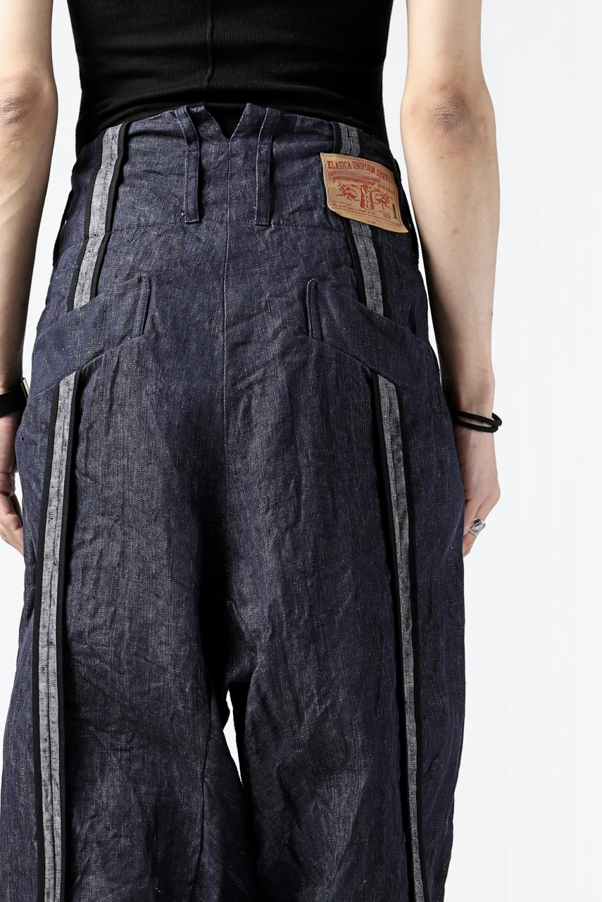 KLASICA SABRON WIDE TAPERED TROUSERS / DEEP DYED LINEN DENIM (NAVY) - Image 14