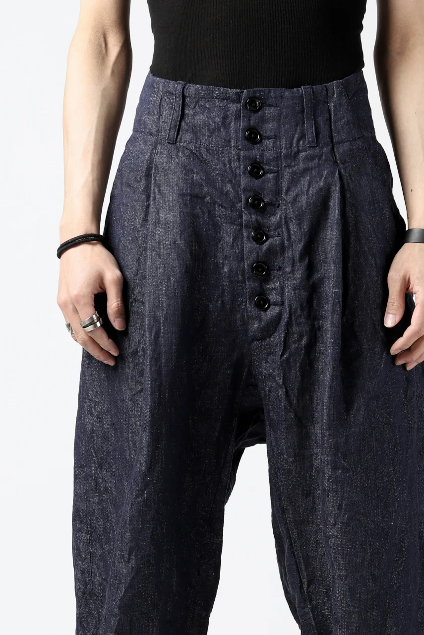 KLASICA SABRON WIDE TAPERED TROUSERS / DEEP DYED LINEN DENIM (NAVY) - Image 15