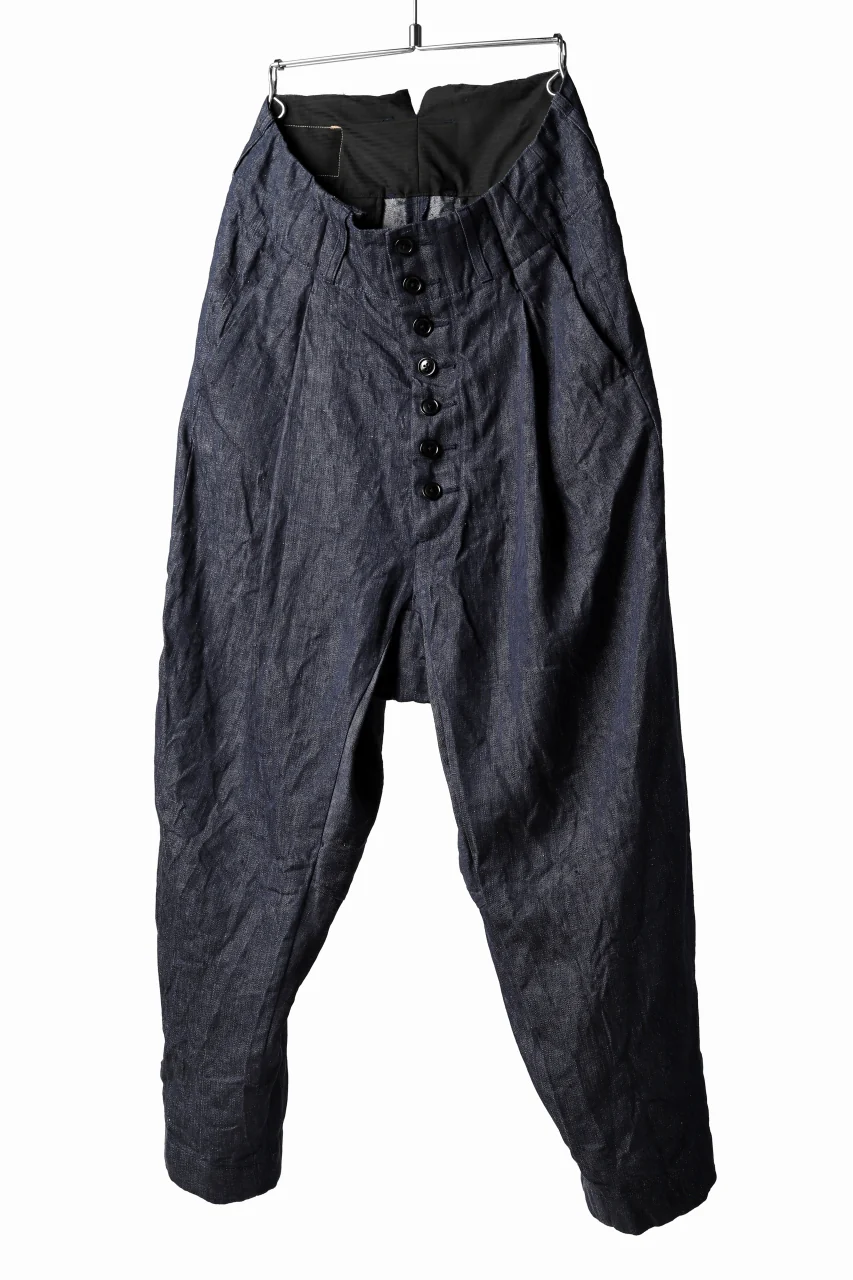 KLASICA SABRON WIDE TAPERED TROUSERS / DEEP DYED LINEN DENIM (NAVY) - Image 16