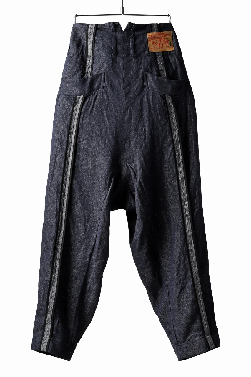 KLASICA SABRON WIDE TAPERED TROUSERS / DEEP DYED LINEN DENIM (NAVY) - Image 17