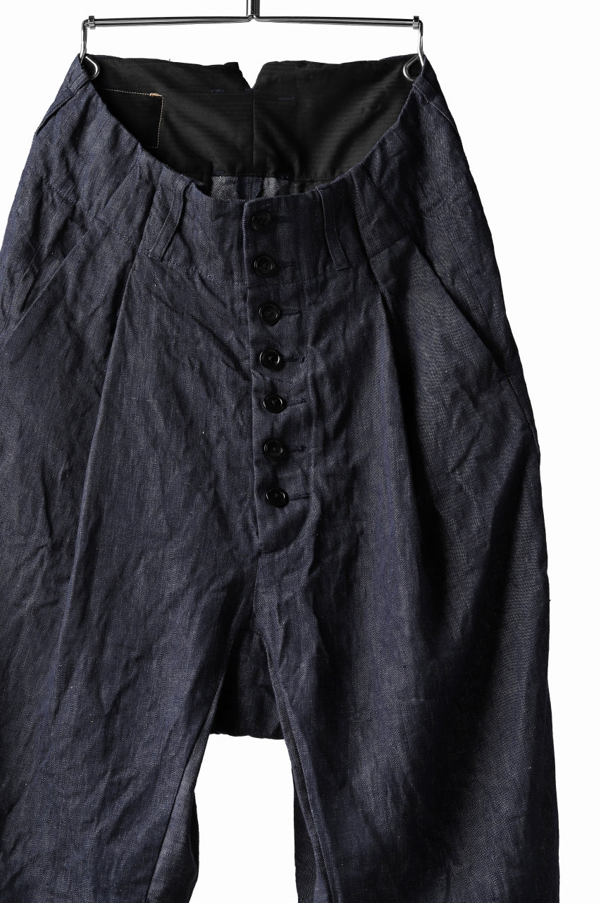 KLASICA SABRON WIDE TAPERED TROUSERS / DEEP DYED LINEN DENIM (NAVY) - Image 18