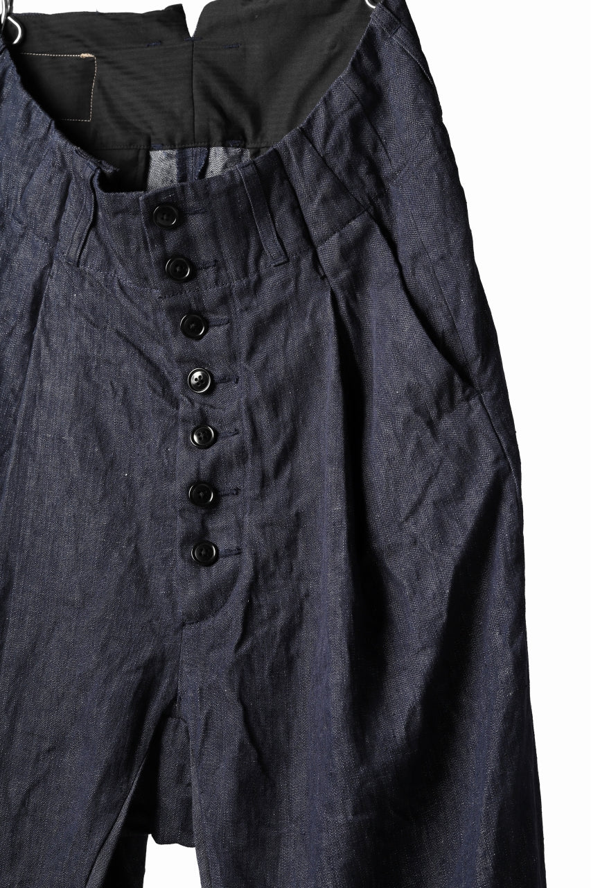 KLASICA SABRON WIDE TAPERED TROUSERS / DEEP DYED LINEN DENIM (NAVY) - Image 19