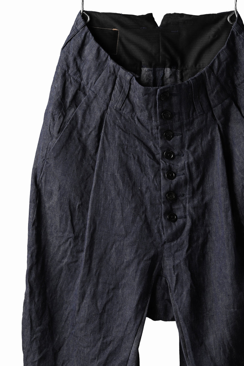 KLASICA SABRON WIDE TAPERED TROUSERS / DEEP DYED LINEN DENIM (NAVY) - Image 21