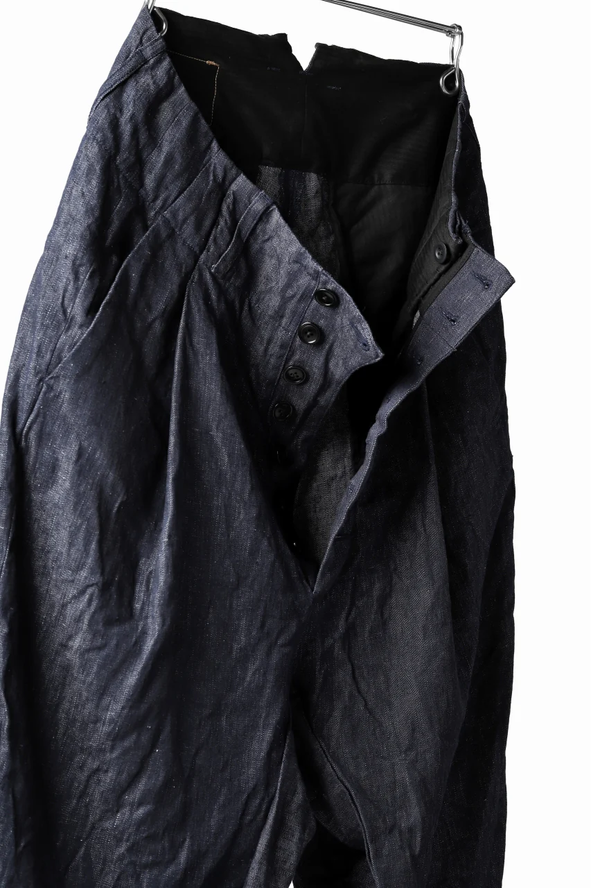 KLASICA SABRON WIDE TAPERED TROUSERS / DEEP DYED LINEN DENIM (NAVY) - Image 22