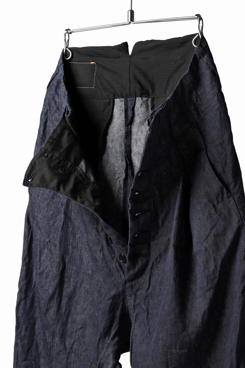 KLASICA SABRON WIDE TAPERED TROUSERS / DEEP DYED LINEN DENIM (NAVY) - Image 23