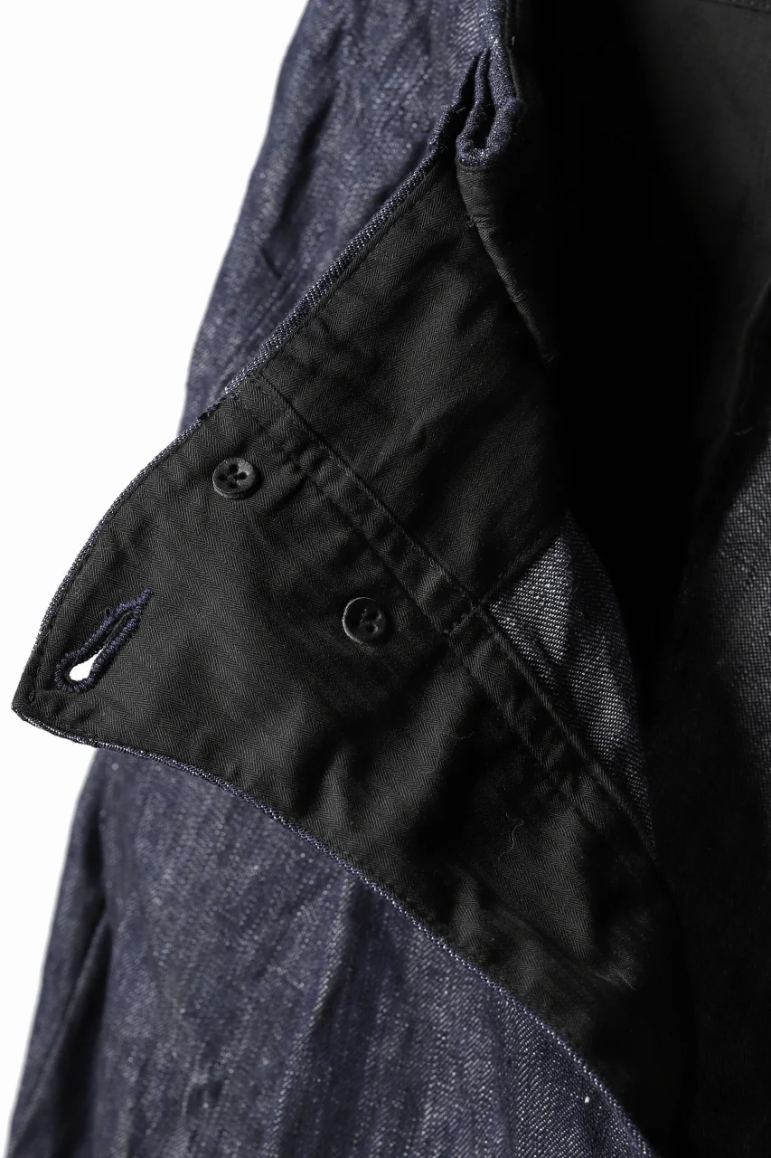 KLASICA SABRON WIDE TAPERED TROUSERS / DEEP DYED LINEN DENIM (NAVY) - Image 24