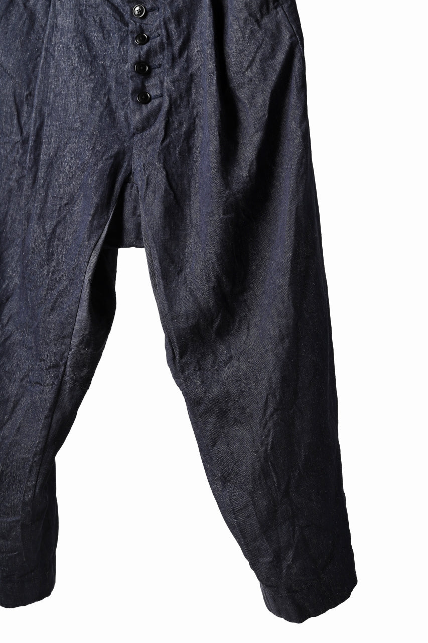 KLASICA SABRON WIDE TAPERED TROUSERS / DEEP DYED LINEN DENIM (NAVY) - Image 25